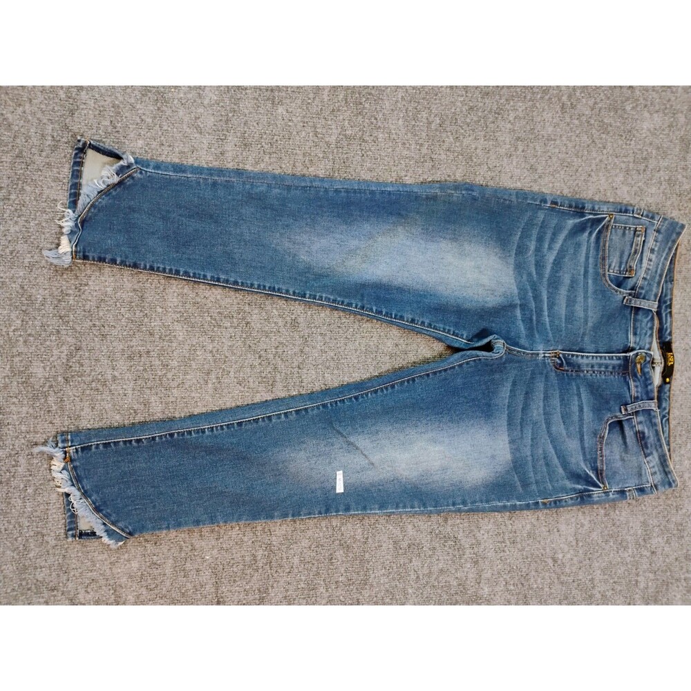 LB Blessed Rise Ankle Skinny Jeans Womens 16 Blue Distressed Raw Hem Denim